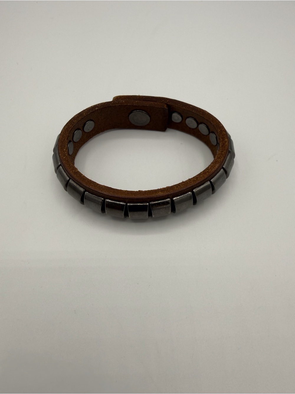Liebeskind Unisex Brown Leather Bracelet with Gun Metal Accents